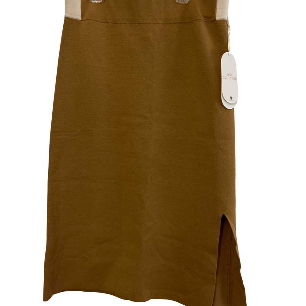 Diadora Brown Midi Pencil Skirt with Slit for Work